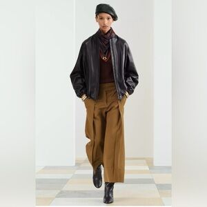 Zara SRPLS Leather Bomber Jacket